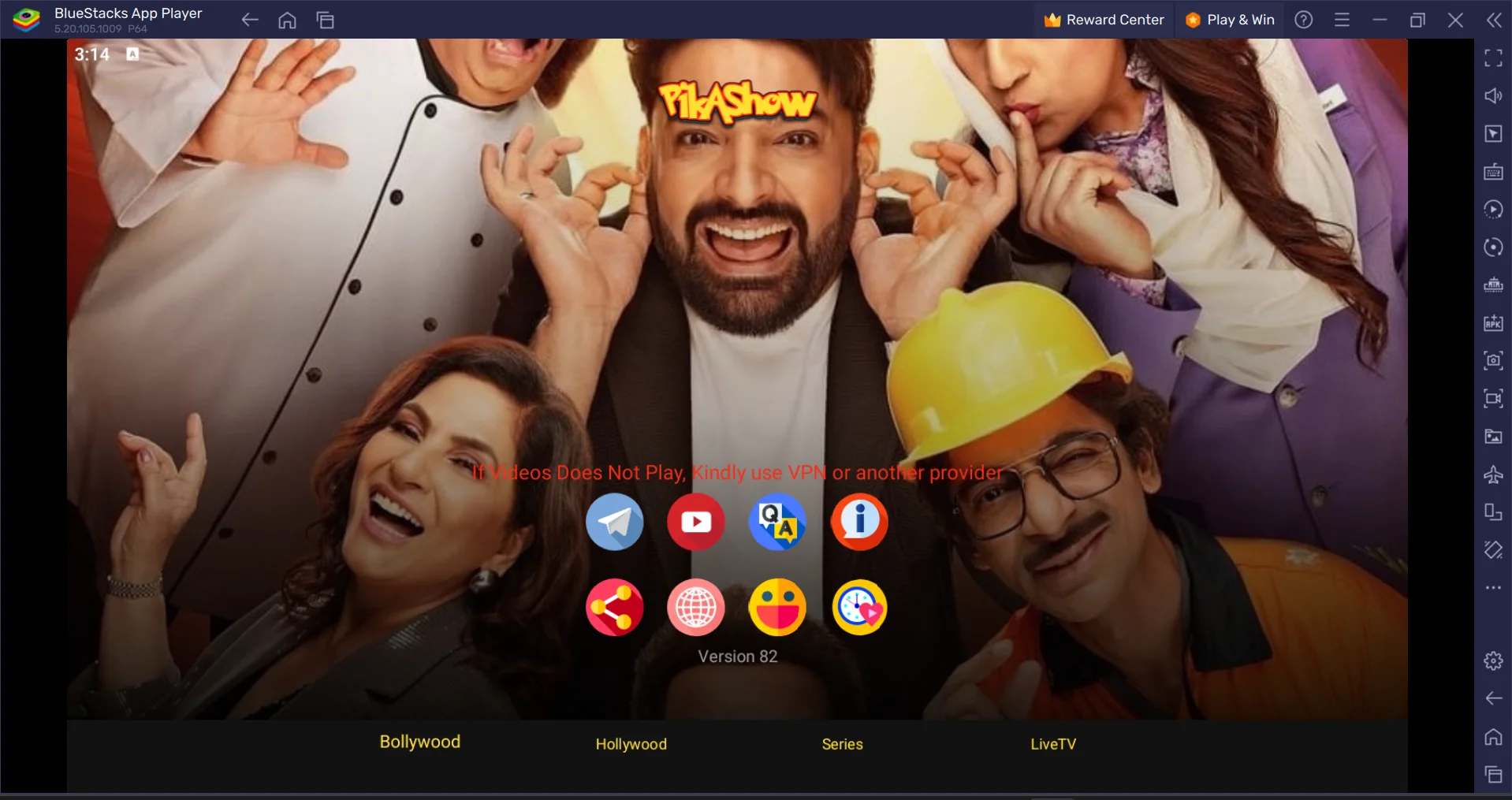 Pikashow Live streaming on PC windows
