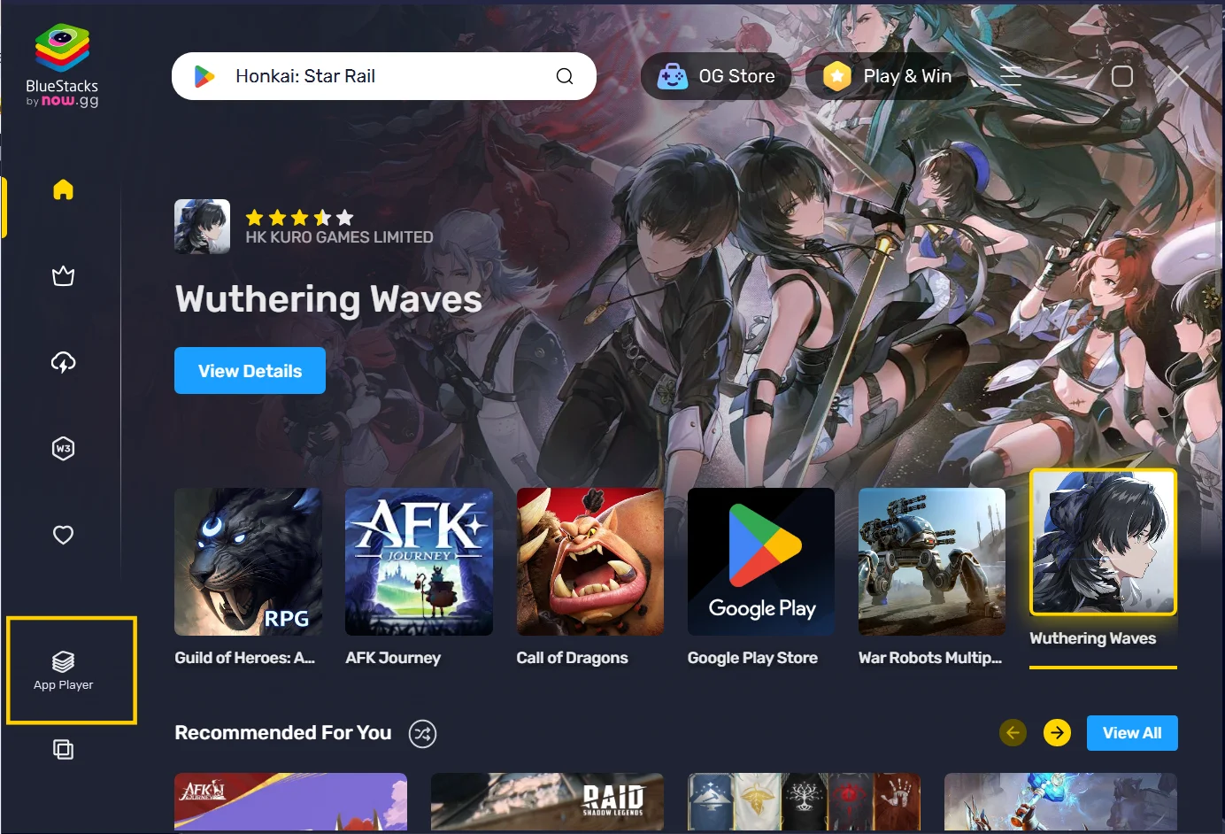 Launch Bluestacks on PC Windows