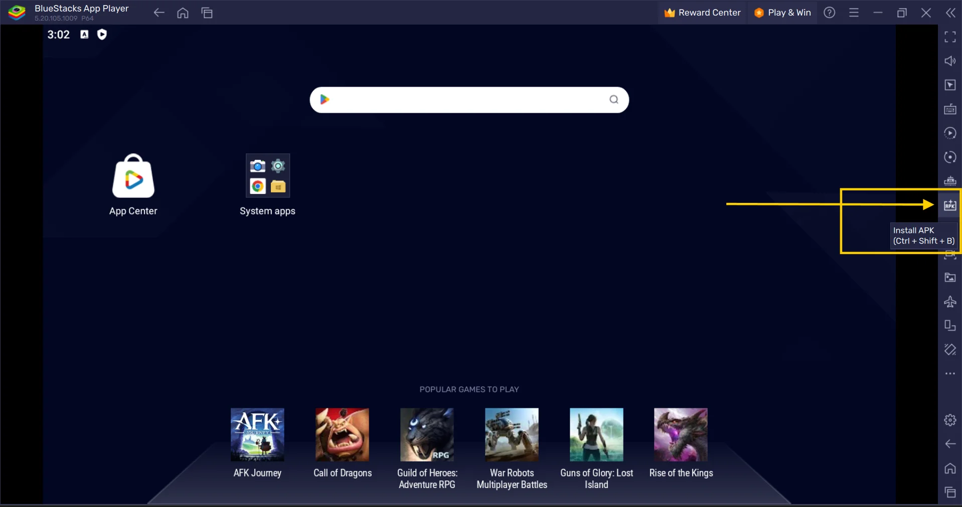 Uploading Pikashow APK Files in Bluestacks on PC