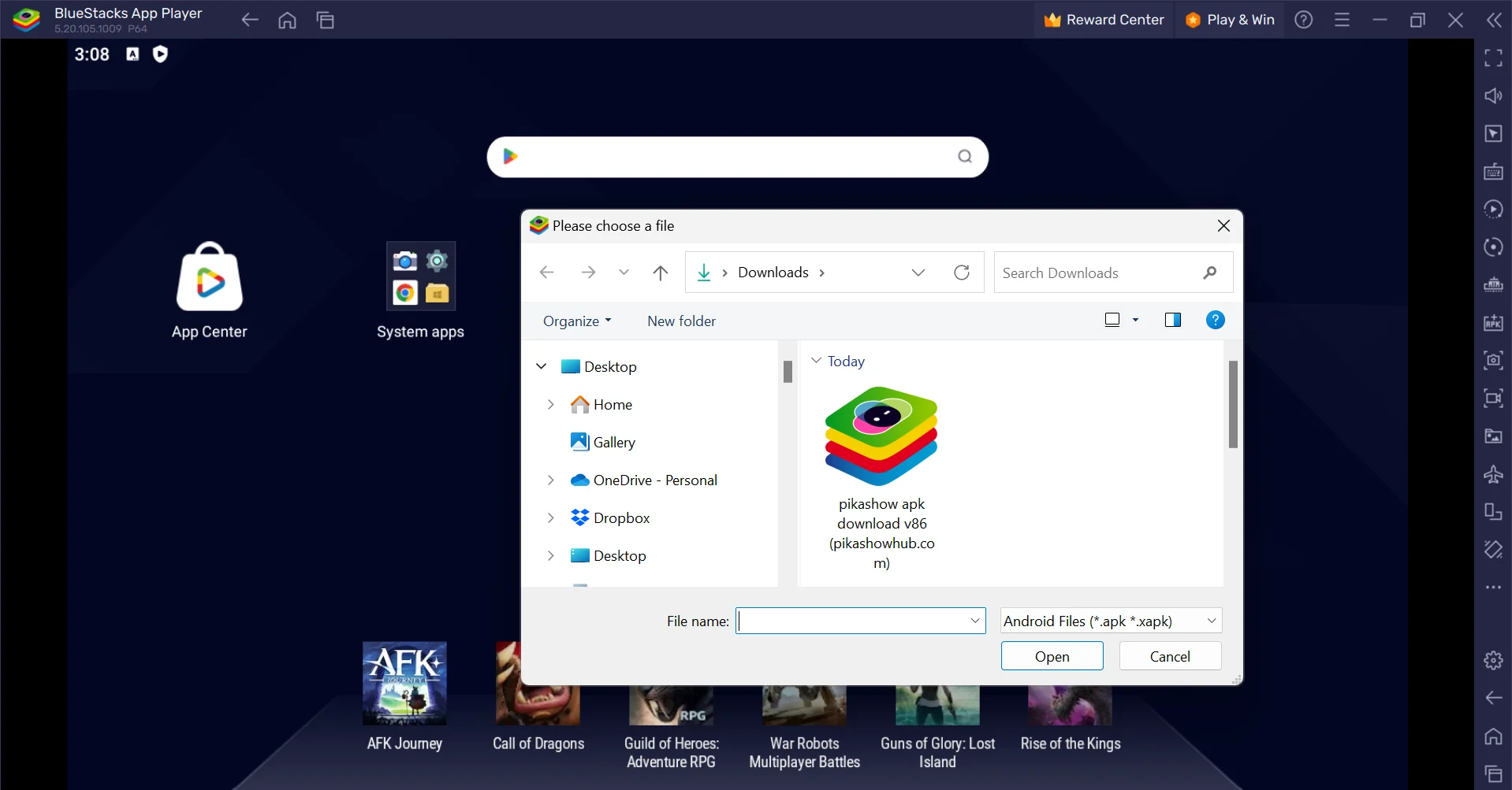 Navigate the downloaded APK file folder on PC