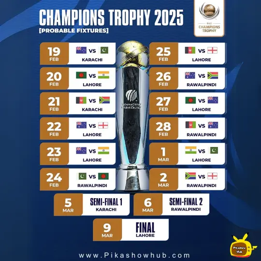 icc champions trophy 2025 schedule