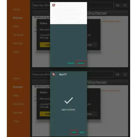 Bee Tv App Installed in Firestick