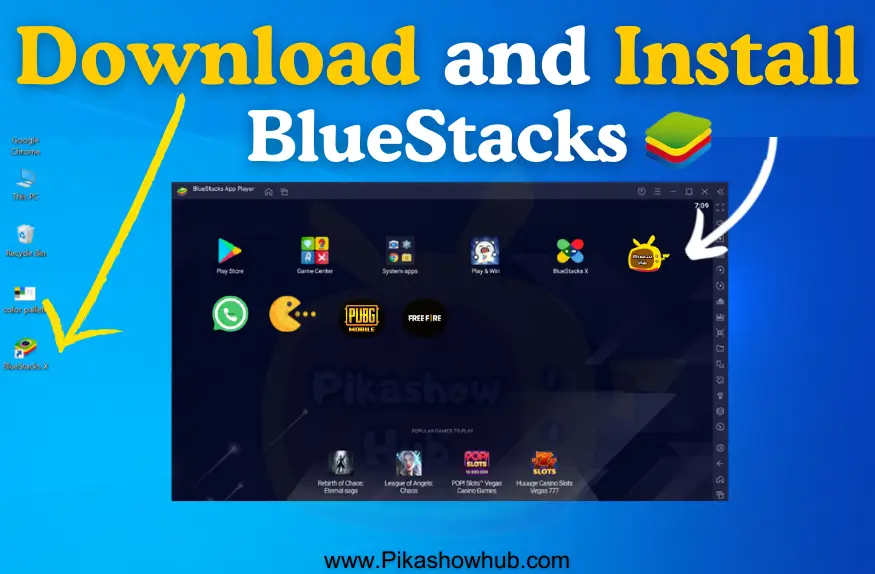 Download PikaShow For PC, Install bluestacks on pc, use PIkashow on pc , download pikashow app on windows 10